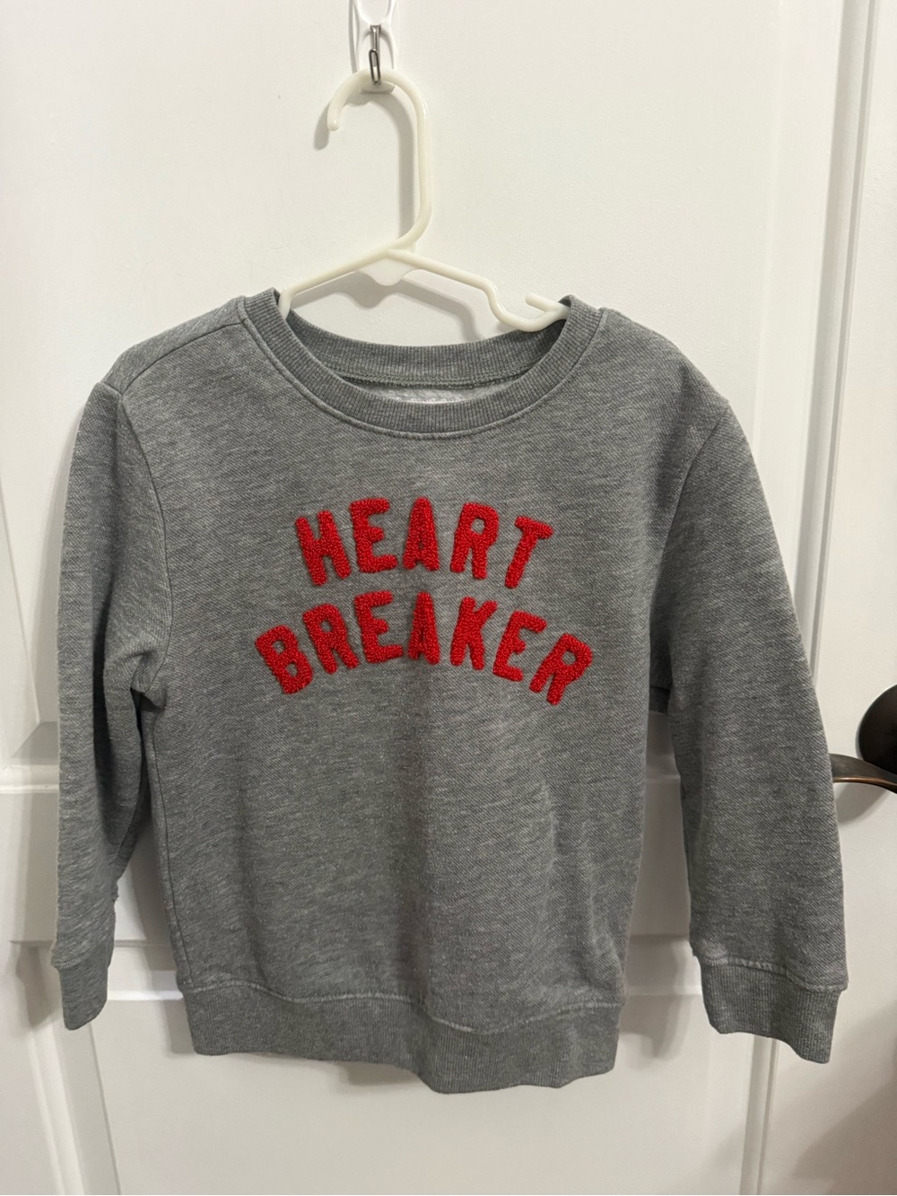 Old Navy Gray Crewneck Sweatshirt with Red "Heart Breaker" Lettering